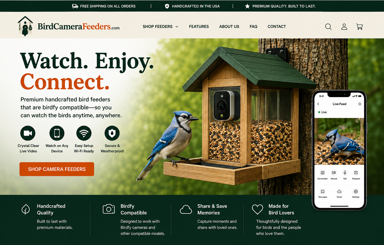 Bird Camera Feeders handcrafted camera-compatible feeder homepage